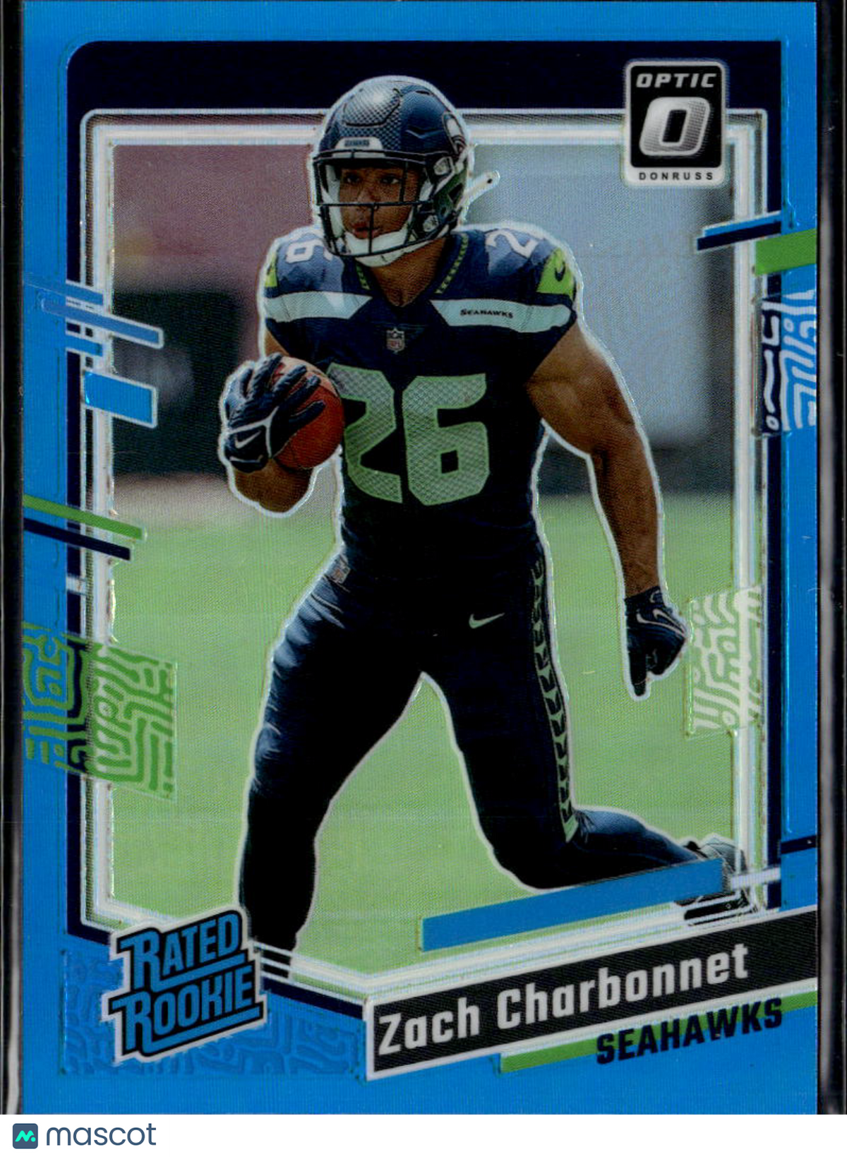 Zach Charbonnet 2023 Optic Rated Rookie Aqua RC /299 Seattle Seahawks