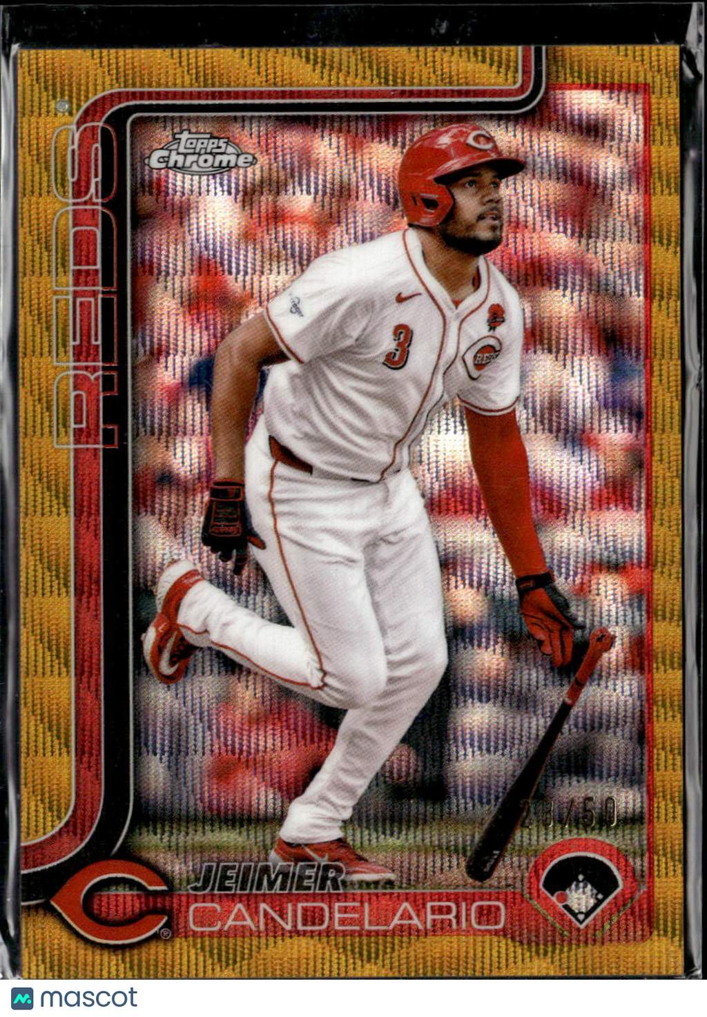 Jeimer Candelario 2025 Topps Chrome GOLD Wave Refractor 28/50 Cincinnati Reds
