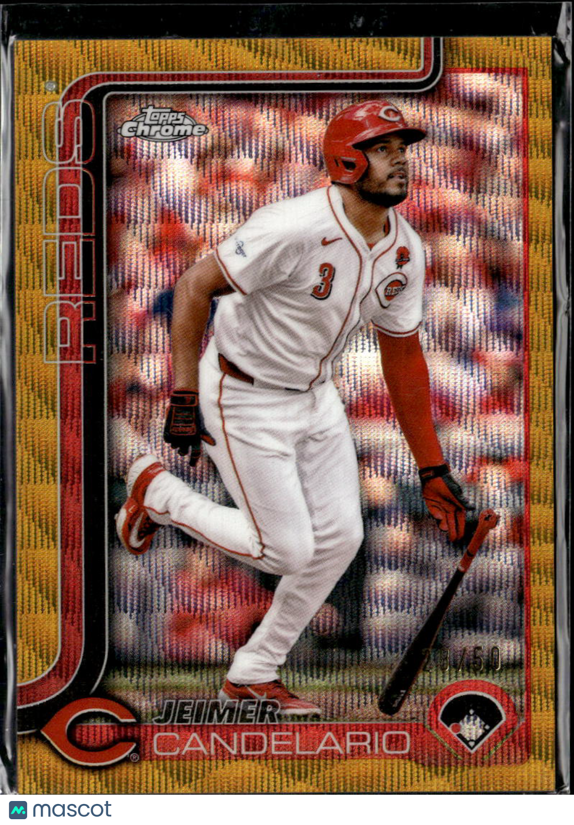 Jeimer Candelario 2025 Topps Chrome GOLD Wave Refractor 28/50 Cincinnati Reds