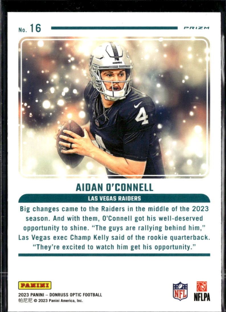 Aidan O'Connell 2023 Panini Donruss Optic Mythical RC Las Vegas Raiders