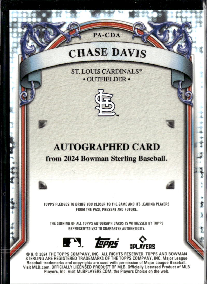 Chase Davis 2024 Bowman Sterling Auto Autograph St. Louis Cardinals