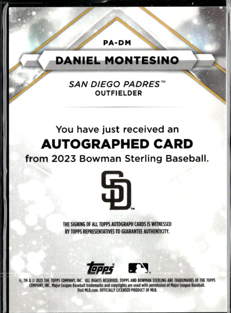 Daniel Montesino 2023 Bowman Sterling Auto Autograph San Diego Padres