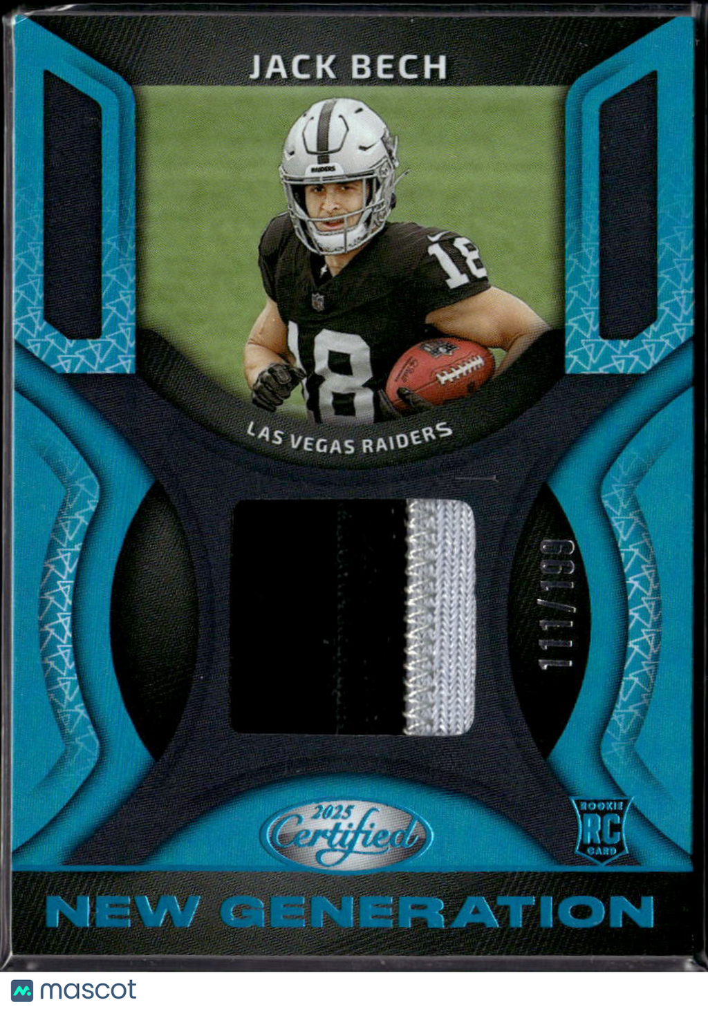 Jack Bech 2025 Certified Jersey Patch RC /199 Las Vegas Raiders