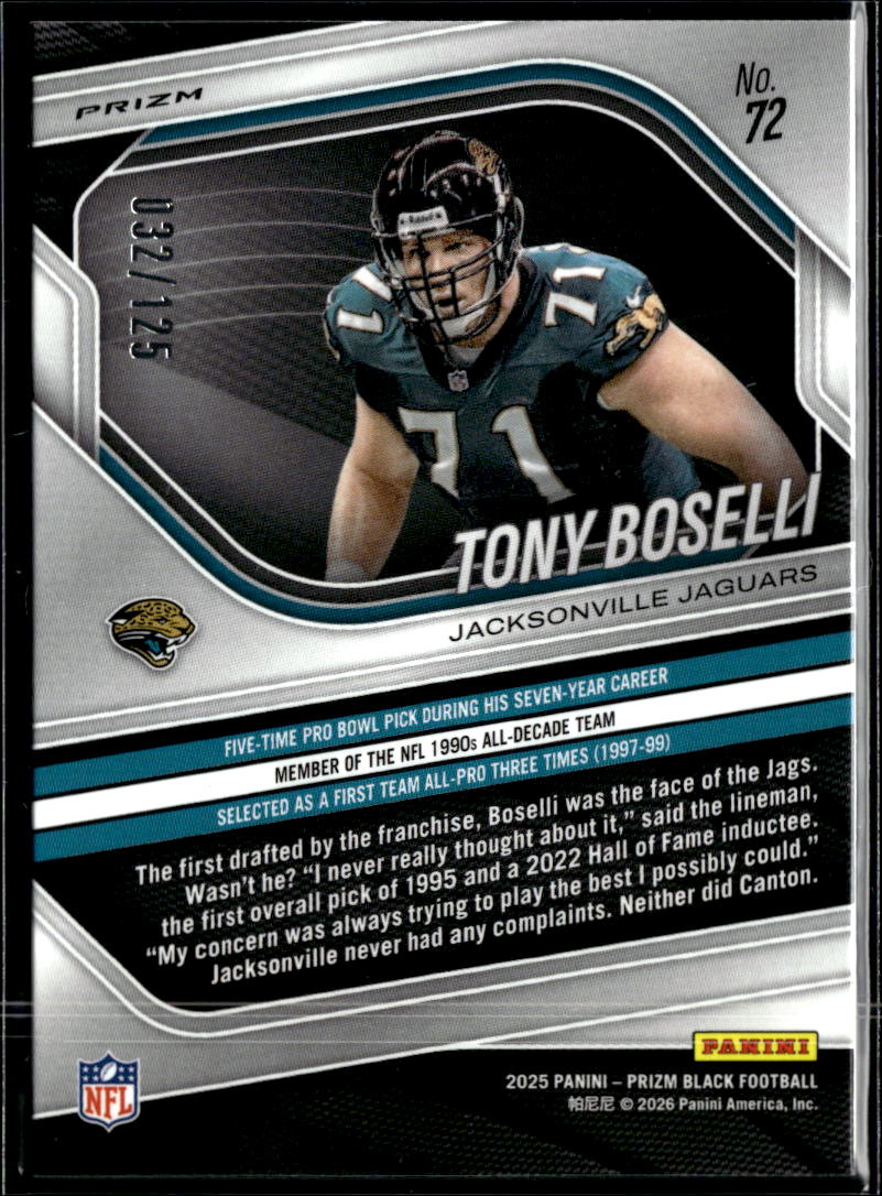 Tony Boselli 2025 Prizm Black Blue Ice /125 Jacksonville Jaguars