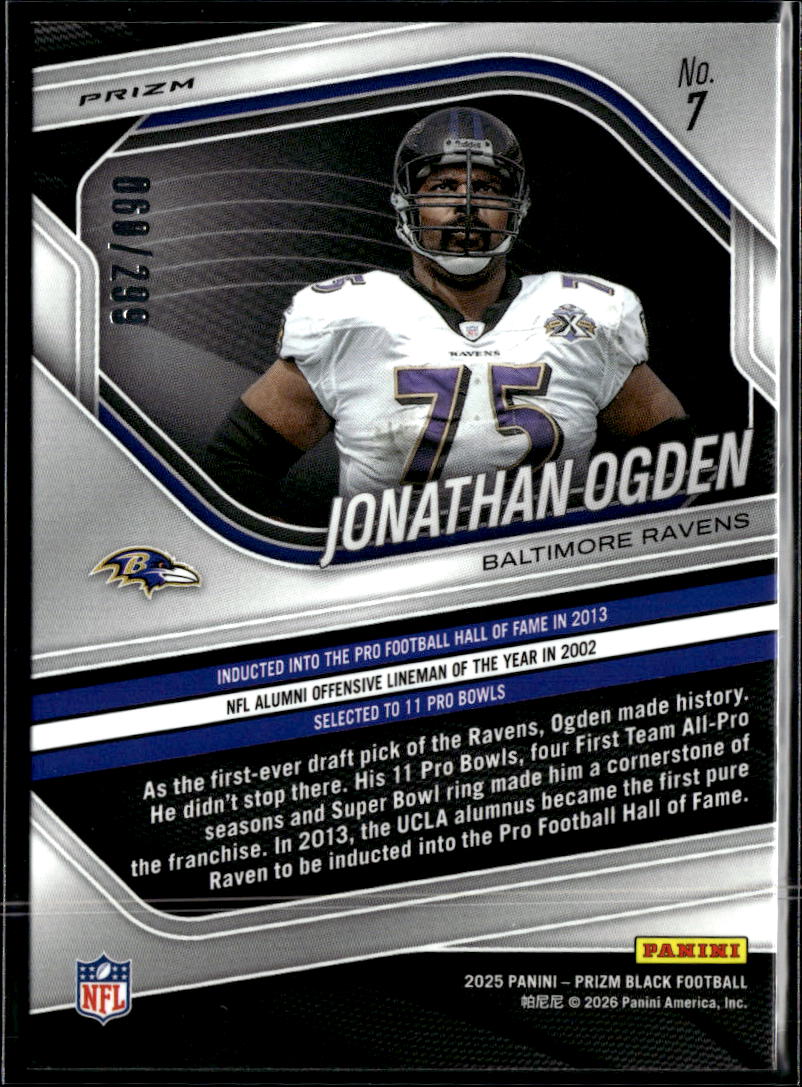 Jonathan Ogden 2025 Prizm Black Red /299 Baltimore Ravens