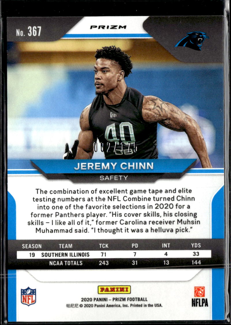 Jeremy Chinn 2020 Prizm RC Rookie Hyper 2/175 Carolina Panthers