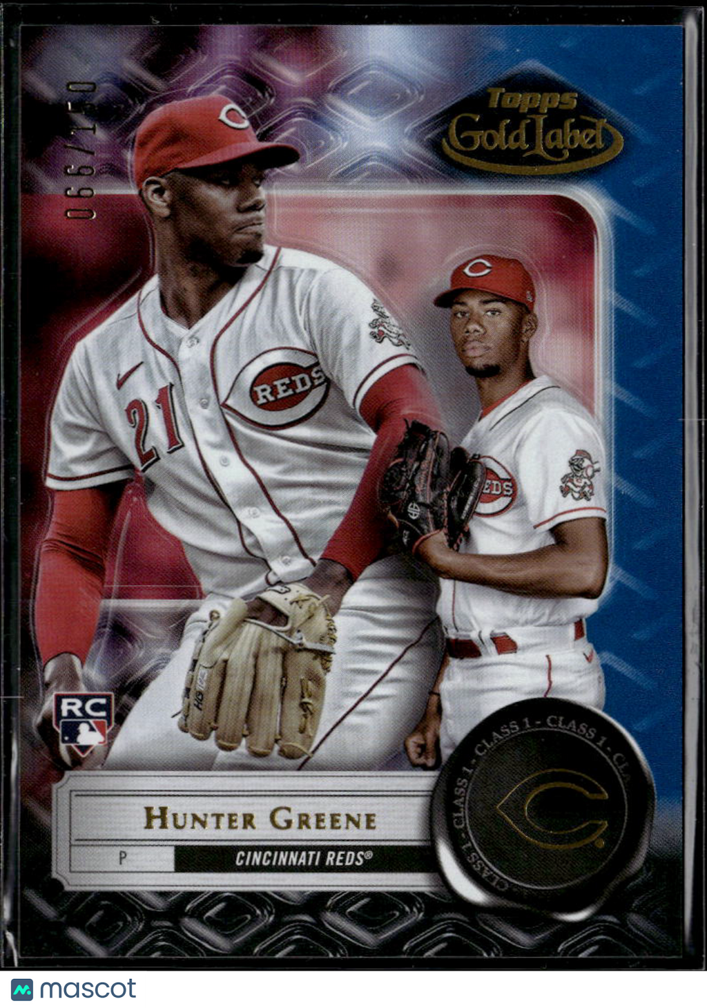 Hunter Greene 2022 Topps Gold Label RC Class 1 Blue /150 Cincinnati Reds
