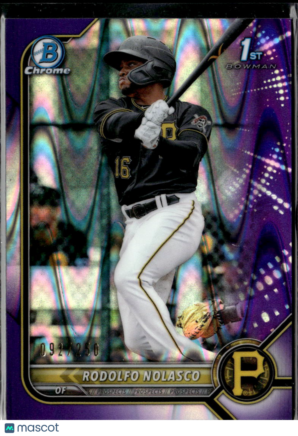 Rodolfo Nolasco 2022 Bowman Chrome 1st Purple RayWave /250 Pittsburgh Pirates