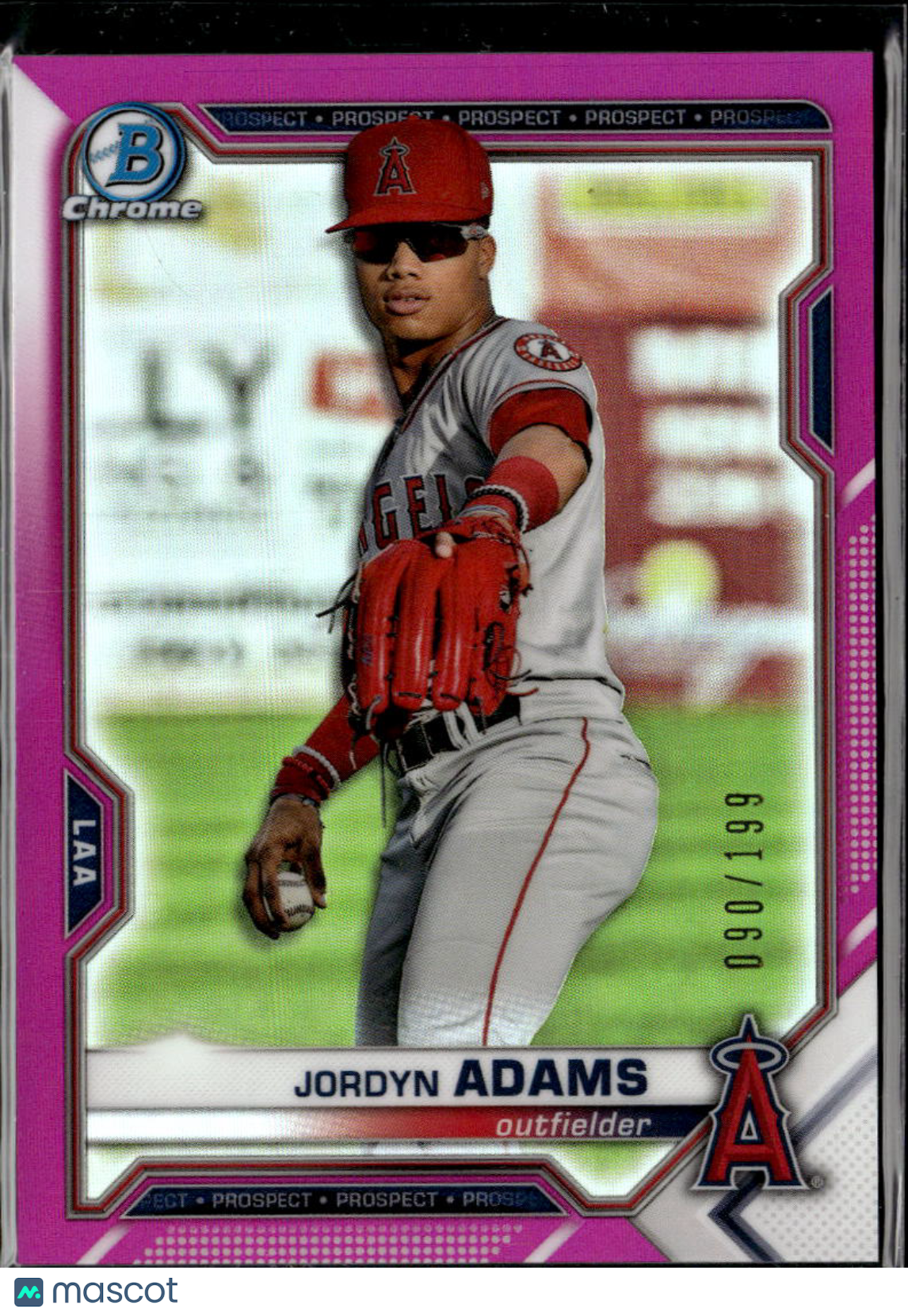 Jordyn Adams 2021 Bowman Chrome Fuchsia /199 Los Angeles Angels