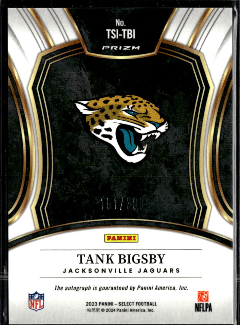 Tank Bigsby 2023 Select Auto Autograph RC /399 Jacksonville Jaguars
