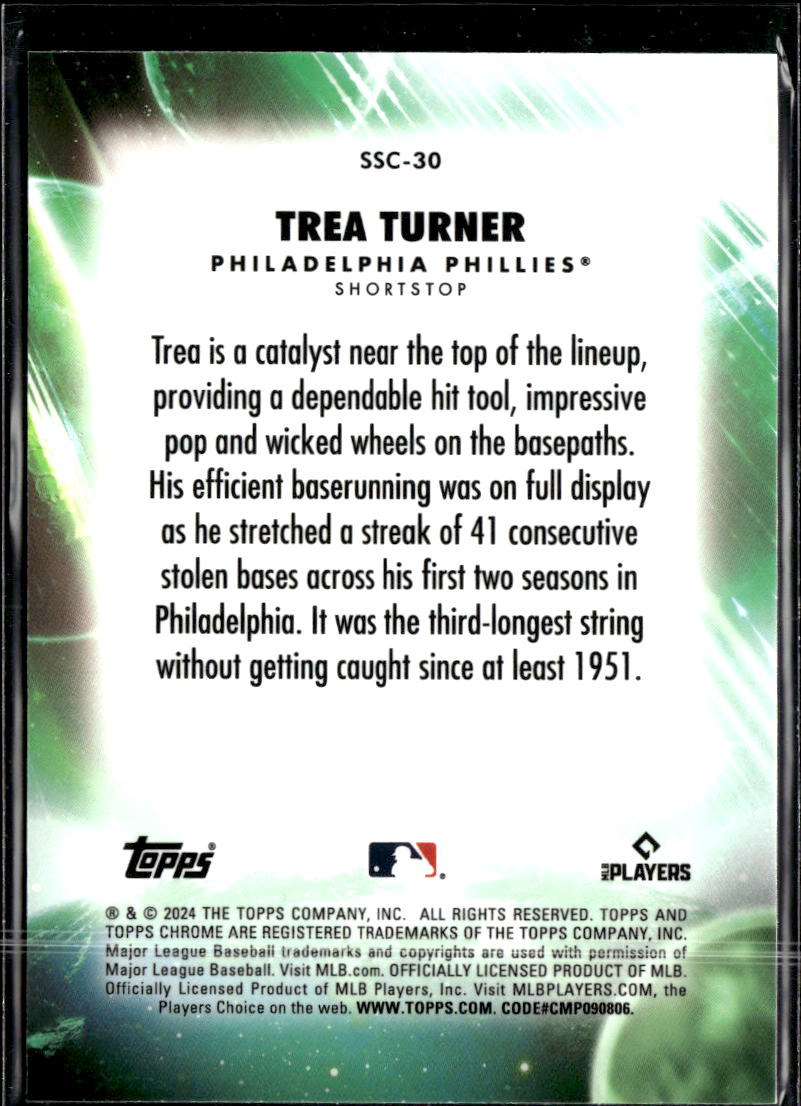 Trea Turner 2024 Topps Chrome Stratospheric Stars Green /99 Phillies