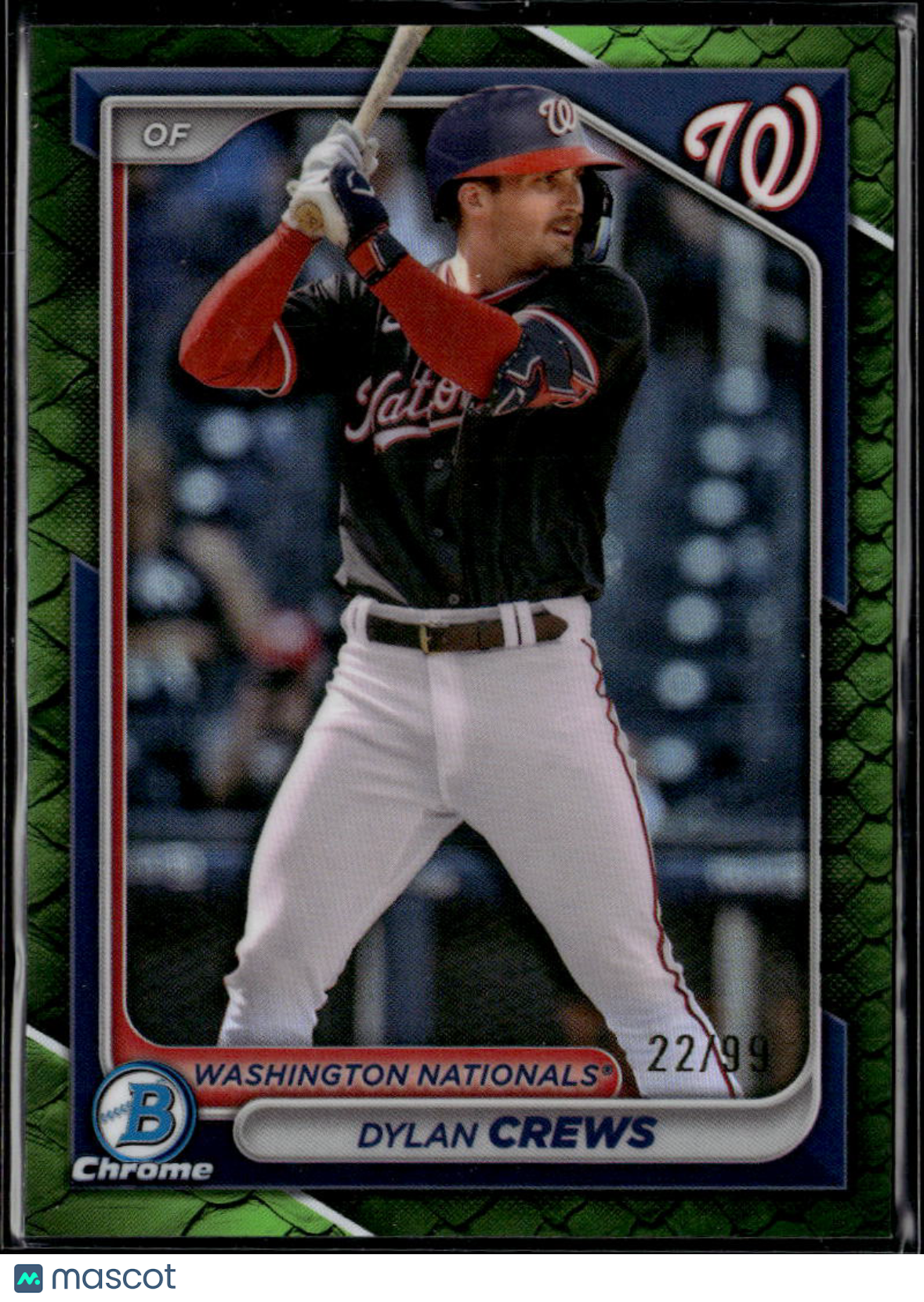 Dylan Crews 2024 Bowman Chrome Green Reptilian /99 Washington Nationals
