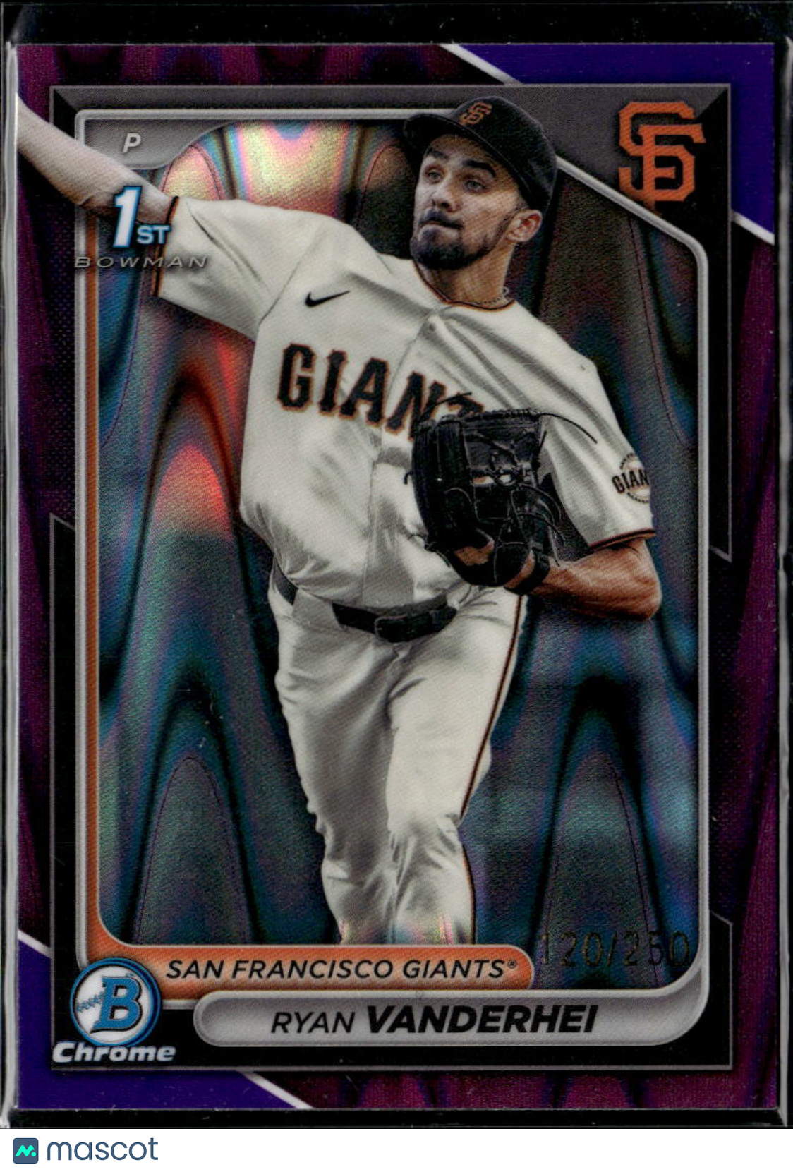 Ryan Vanderhei 2024 Bowman Chrome 1st Purple RayWave /250 San Francisco Giants