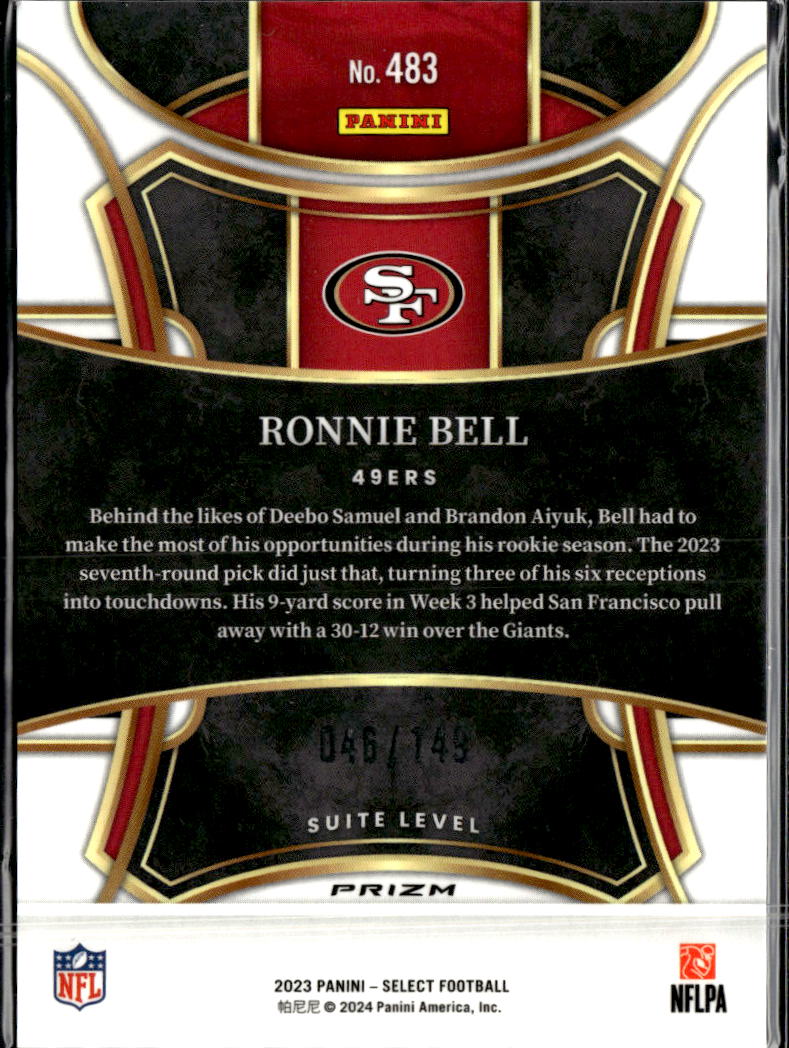 Ronnie Bell 2023 Select Tricolor RC /149 San Francisco 49ers