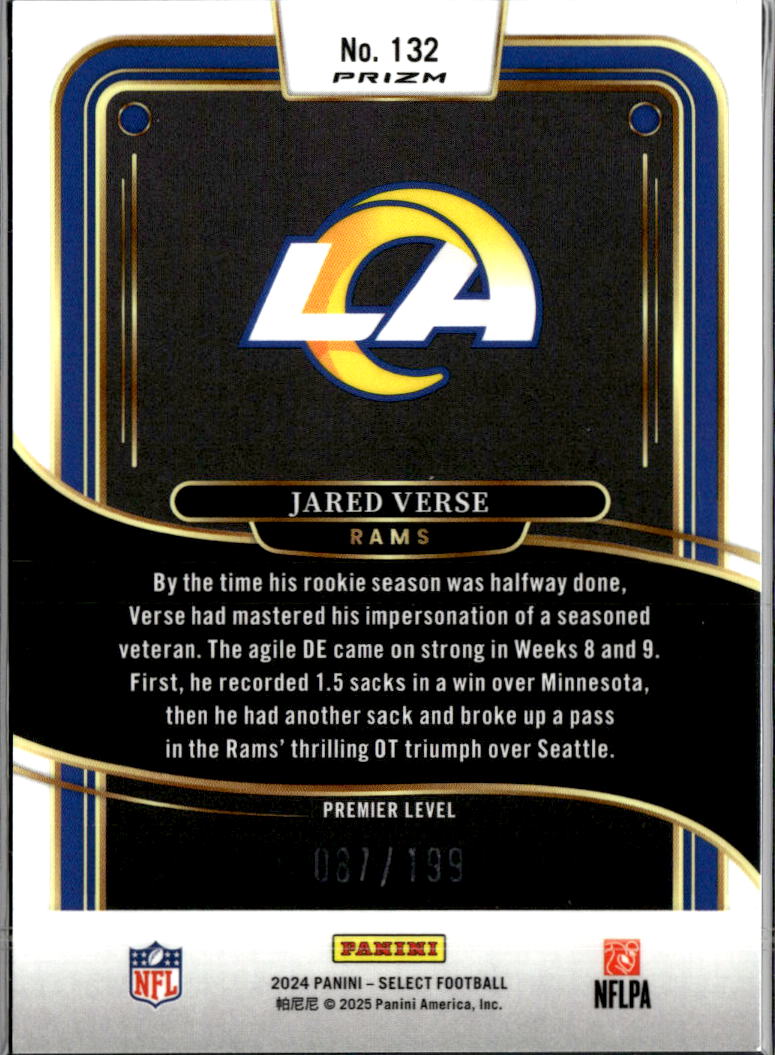 Jared Verse 2024 Select White RC /199 Los Angeles Rams