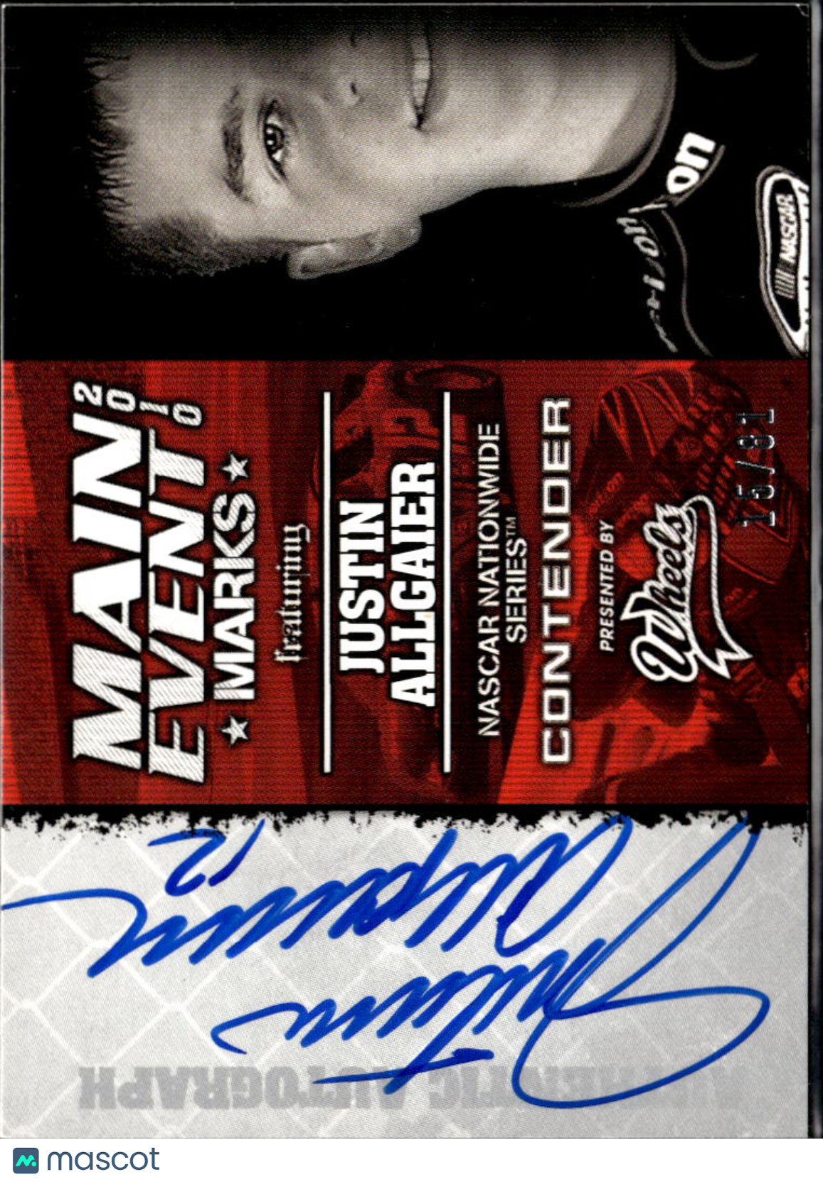 Justin Allgaier 2010 Press Pass Wheels Auto Autograph NASCAR 15/81