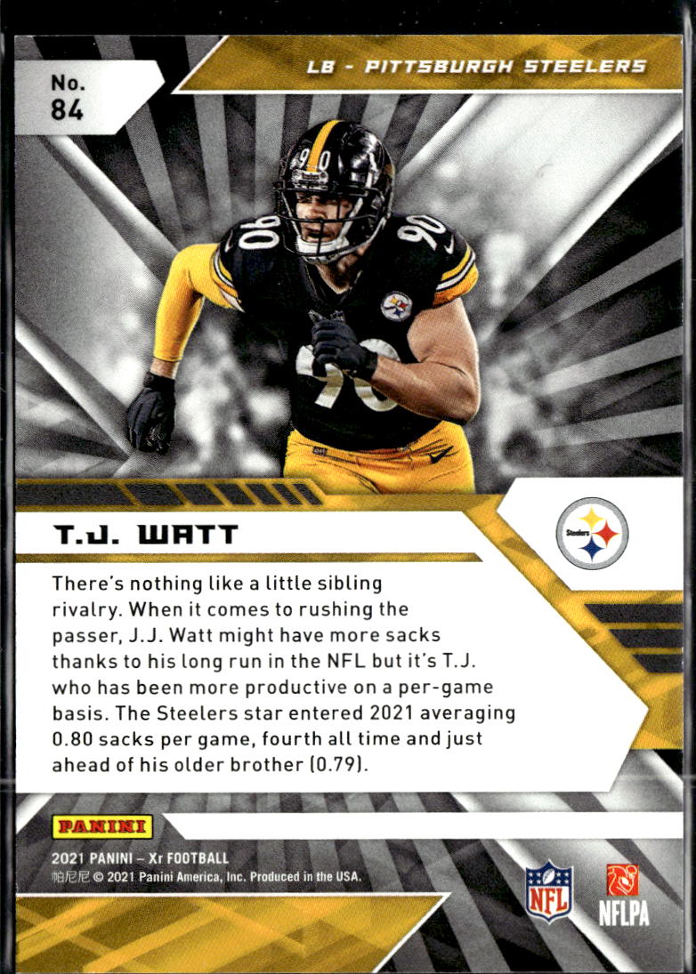 T.J. Watt 2021 Panini XR Blue Parallel 69/199 Pittsburgh Steelers