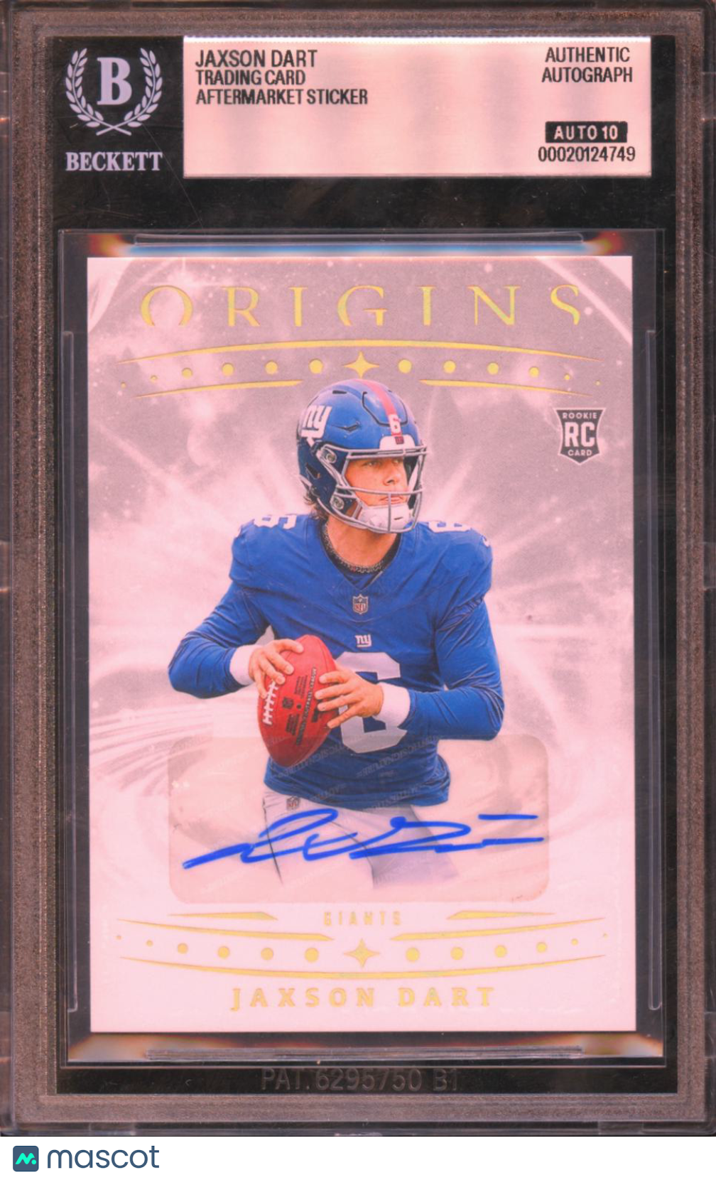 Jaxson Dart 2025 Origins Auto Autograph Rookie RC New York Giants BGS Authentic