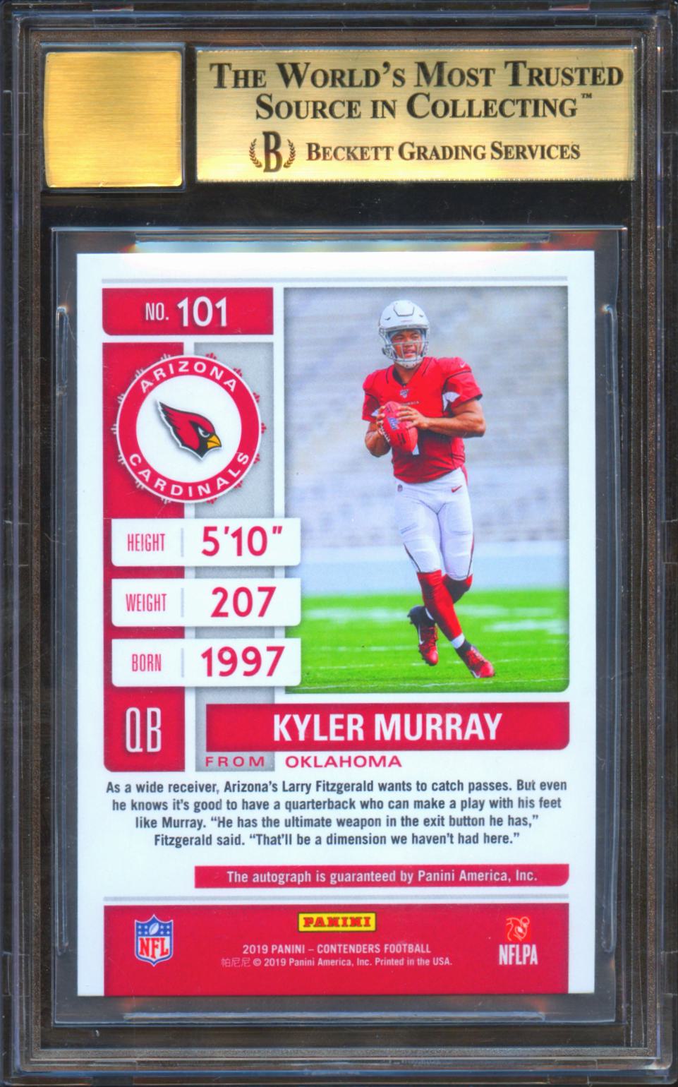 Kyler Murray 2019 Contenders Auto Autograph RC Arizona Cardinals BGS 9.5