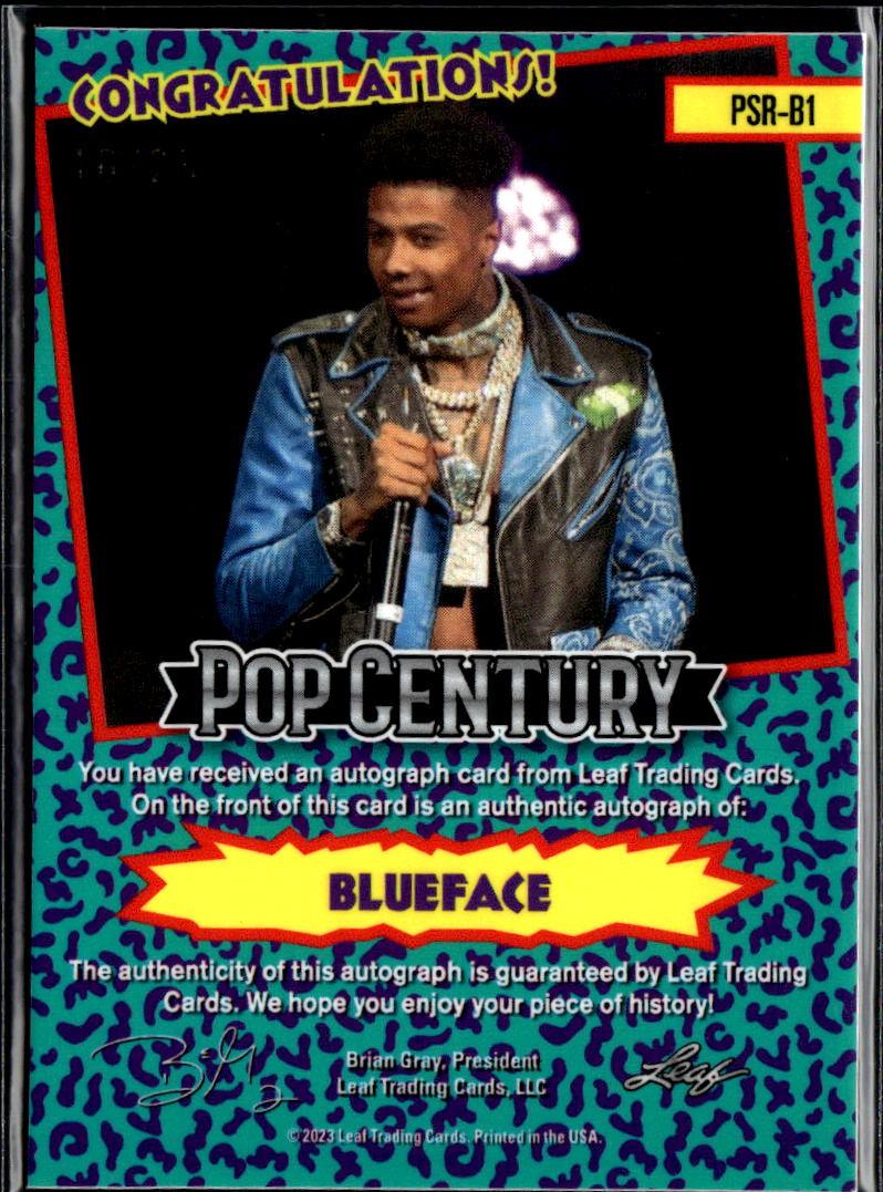 Blueface 2023 Leaf Pop Century Raps Auto Autograph 16/25
