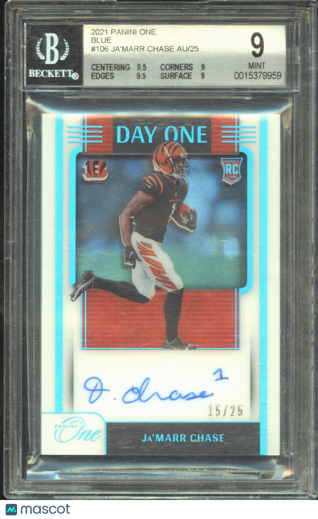 Ja'Marr Chase 2021 Panini One Auto Autograph Rookie RC Bengals 15/25 BGS 9