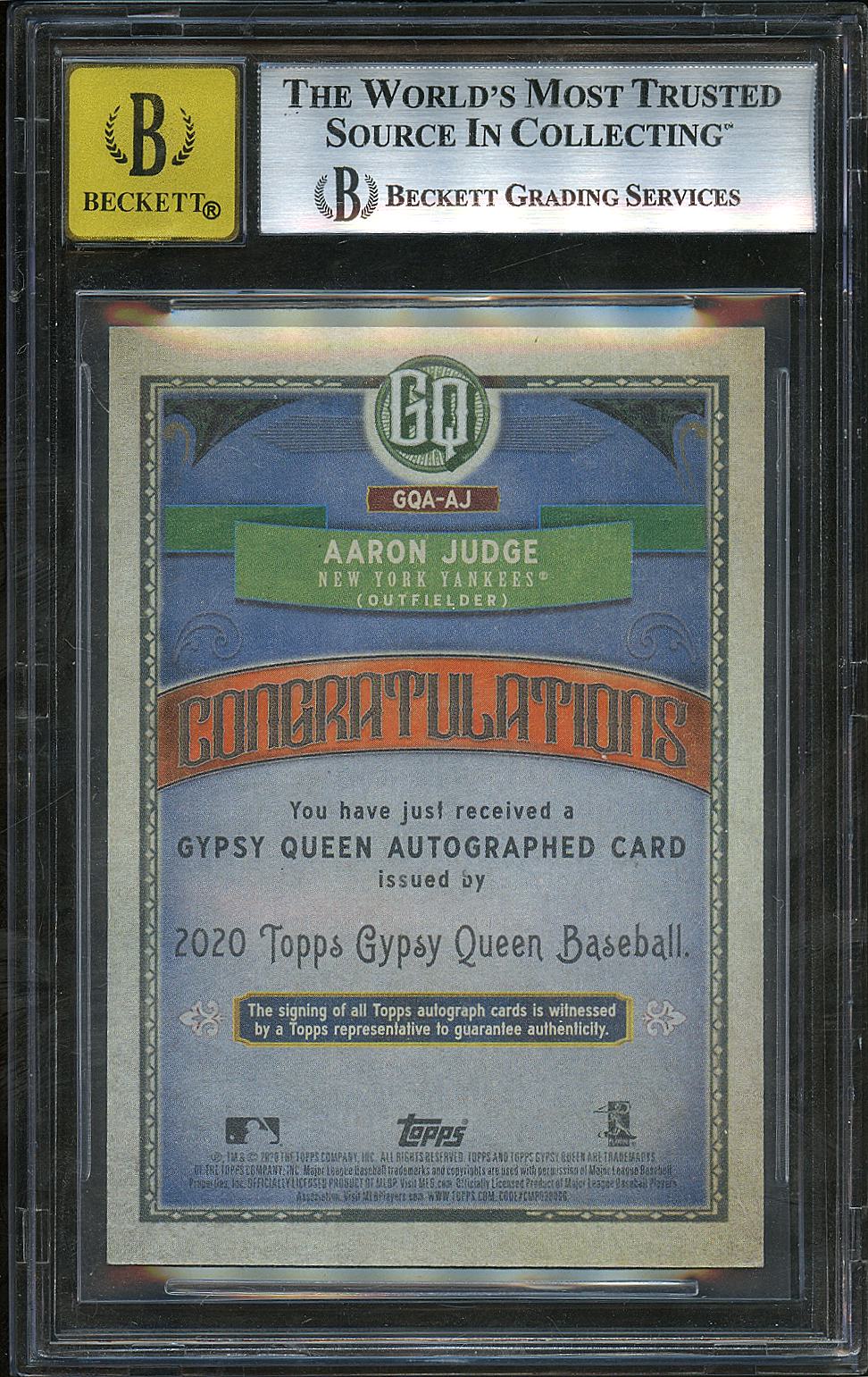 Aaron Judge 2020 Topps Gypsy Queen Auto Autograph BGS 9 New York Yankees