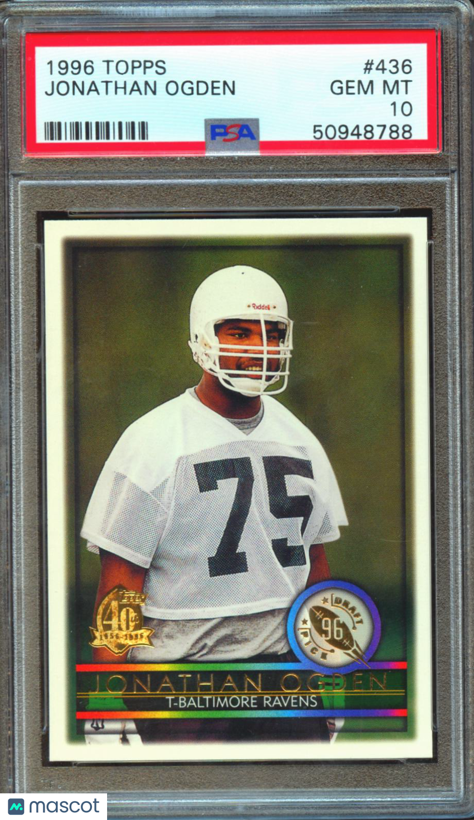 Jonathan Ogden 1996 Topps Rookie RC Baltimore Ravens #436 PSA 10