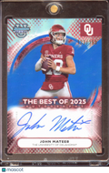 John Mateer 2025 Bowman's Best Blue Auto Autograph RC Oklahoma Sooners 133/150