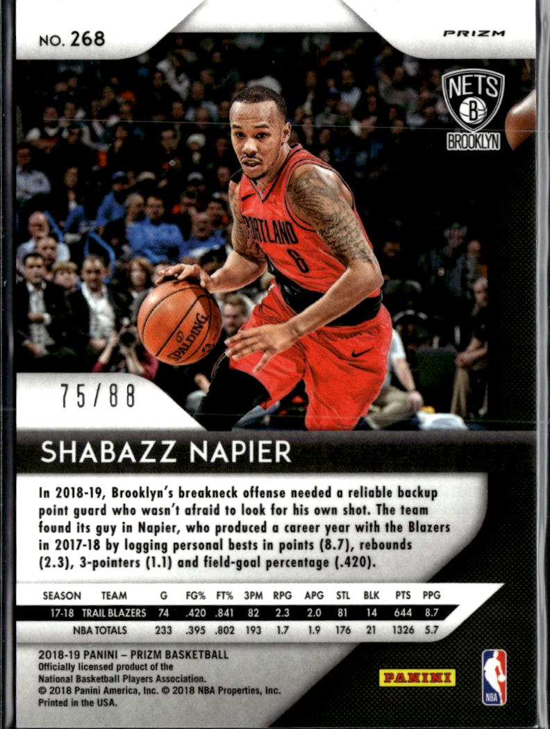 Shabazz Napier 2018 Prizm Red Choice /88 Nets Trail Blazers