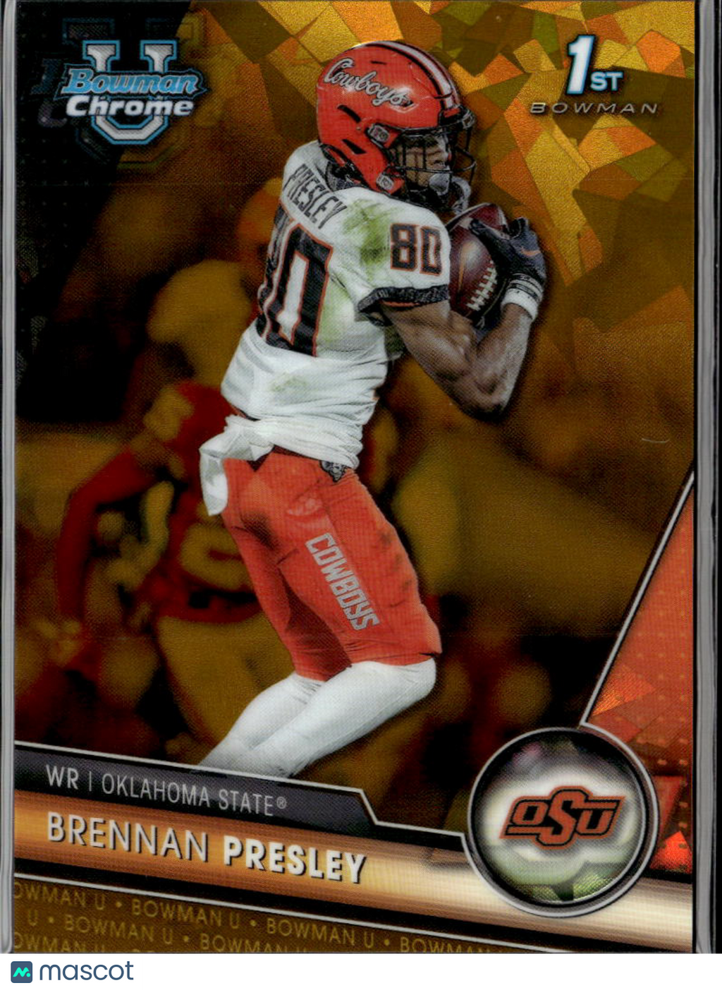 Brennan Presley 2023 Bowman Chrome Sapphire 1st GOLD /50 Oklahoma State OSU