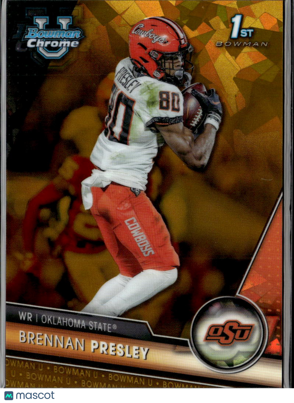 Brennan Presley 2023 Bowman Chrome Sapphire 1st GOLD /50 Oklahoma State OSU