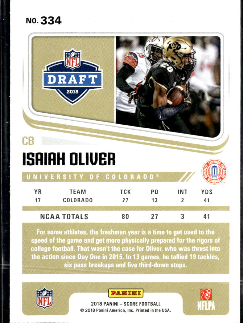 Isaiah Oliver 2018 Score Rookie RC Showcase /99 Colorado Buffaloes