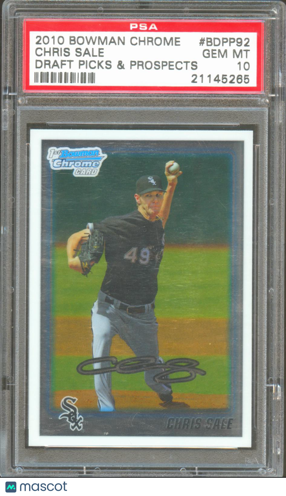 Chris Sale 2010 Bowman Chrome 1st Rookie RC Chicago White Sox #92 PSA 10