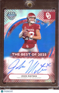 John Mateer 2025 Bowman's Best Auto Autograph RC Blue Oklahoma Sooners 40/150