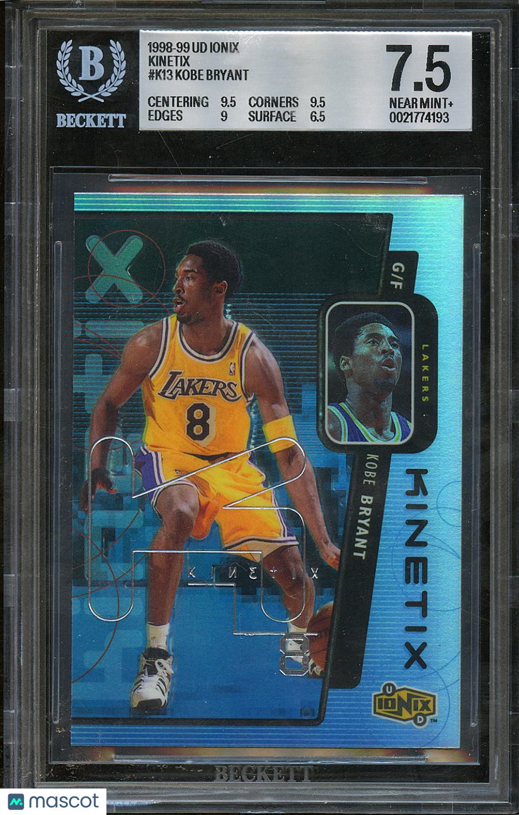 Kobe Bryant 1998-99 UD Ionix Kinetix #K13 Los Angeles Lakers BGS 7.5
