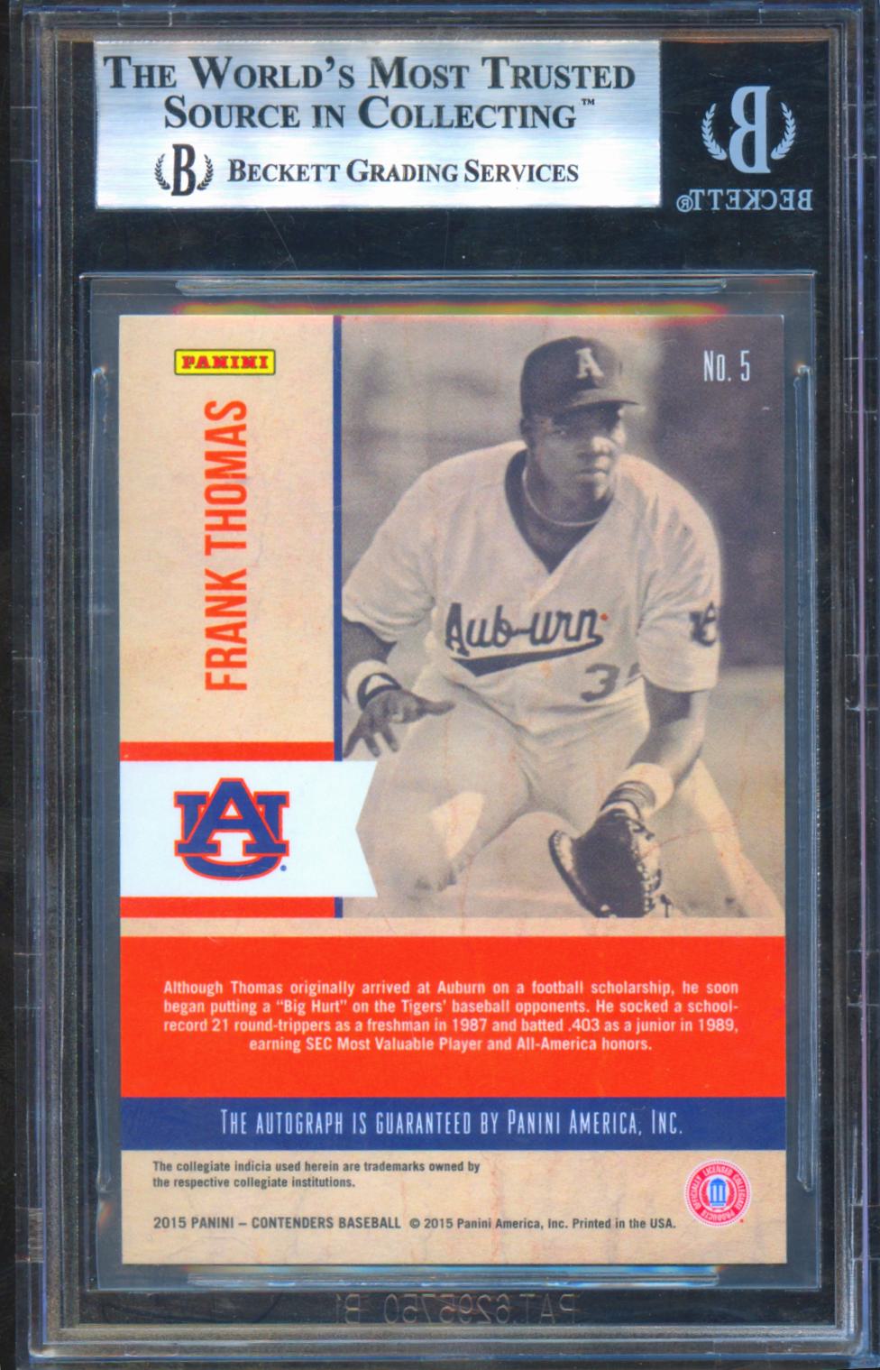 Frank Thomas 2015 Contenders Old School Colors Auto Autograph SSP Auburn Tigers