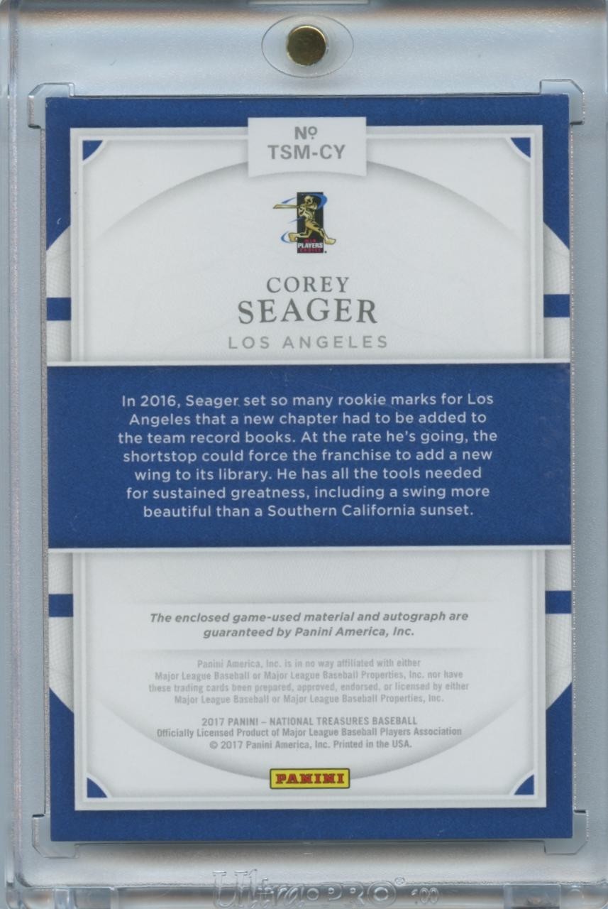 Corey Seager 2017 National Treasures Auto Autograph Jersey Patch Dodgers 80/99
