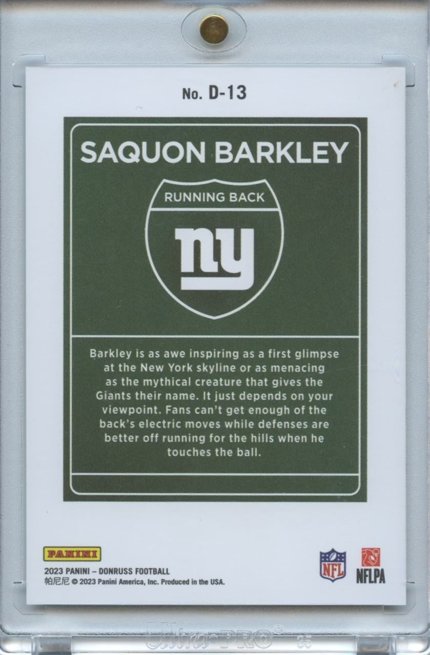 Saquon Barkley 2023 Donruss DOWNTOWN! SSP CASE HIT New York Giants