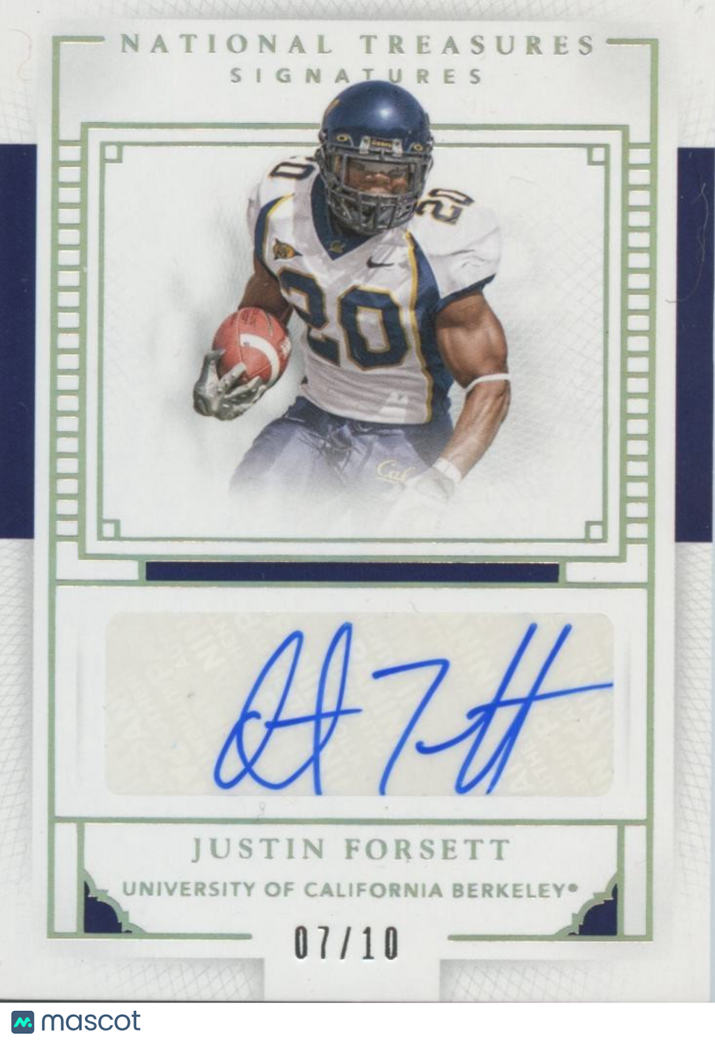 Justin Forsett 2016 National Treasures Auto Autograph Cal Golden Bears 7/10