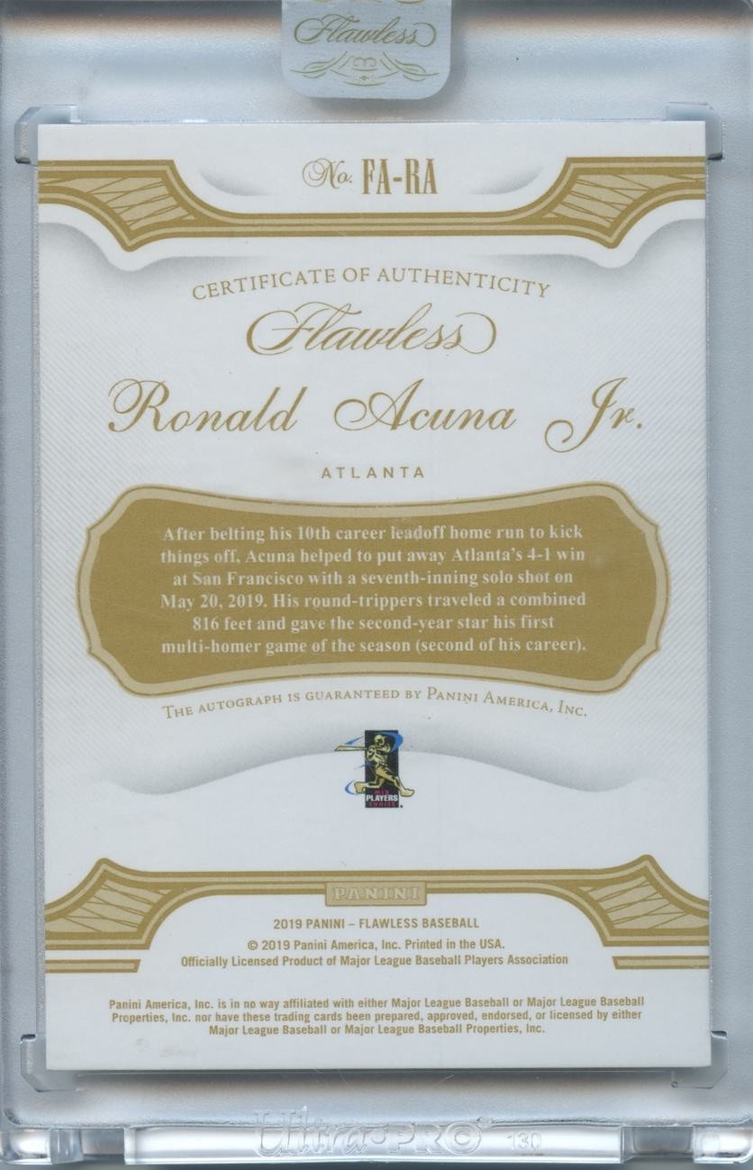 Ronald Acuna Jr. 2019 Flawless On Card Auto Autograph Atlanta Braves 8/10