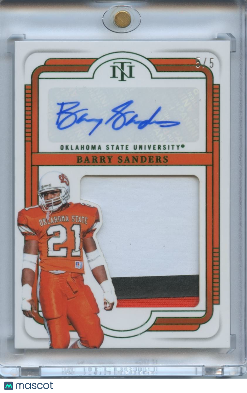 Barry Sanders 2025 National Treasures Auto Autograph Patch OSU Cowboys 5/5