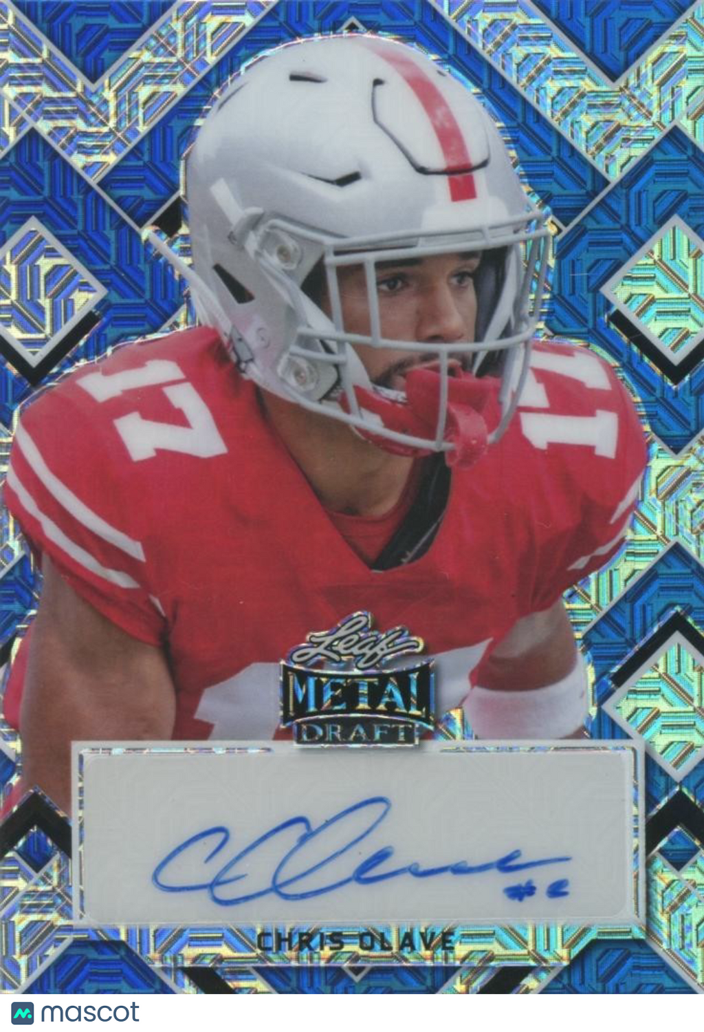 Chris Olave 2022 Leaf Metal Blue Auto Autograph RC Ohio State Buckeyes 14/15