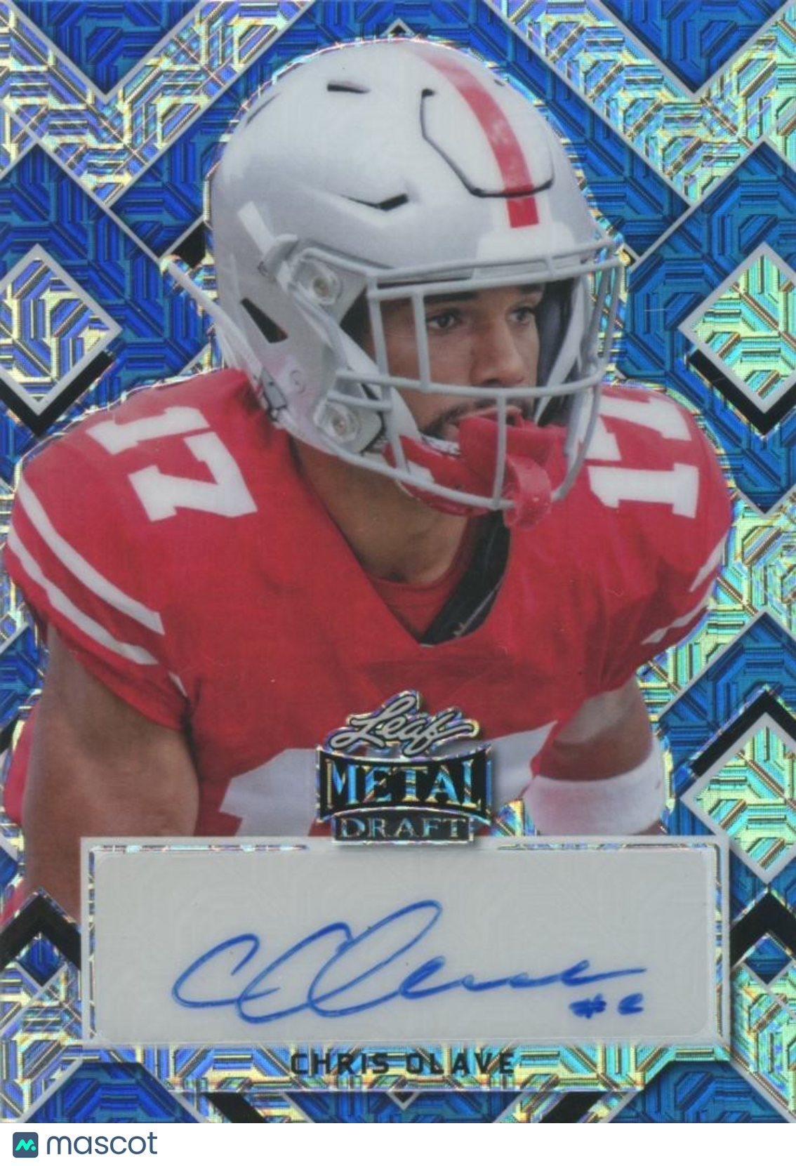 Chris Olave 2022 Leaf Metal Blue Auto Autograph RC Ohio State Buckeyes 14/15