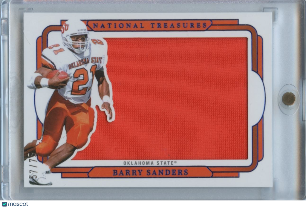 Barry Sanders 2025 National Treasures Jersey Patch Oklahoma State OSU 57/75