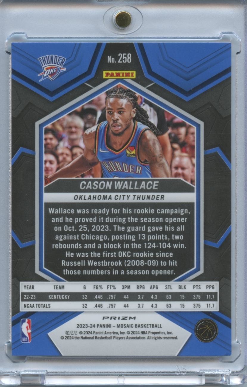 Cason Wallace 2023-24 Mosaic Genssis SSP SHORTPRINT Rookie RC OKC Thunder