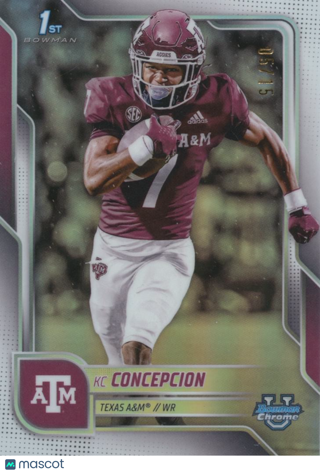 KC Concepcion 2025 Bowman Chrome 1st White Refractor RC Texas A&M 5/15