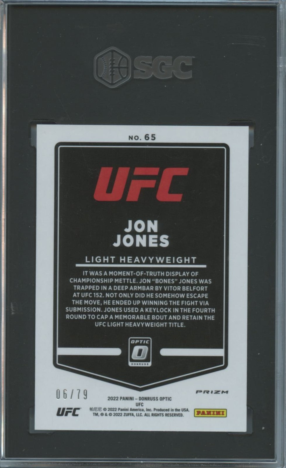 Jon Jones 2022 Optic Pink Velocity Prizm UFC MMA 6/79 SGC 9.5