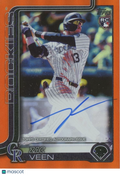 Zac Veen 2025 Topps Orange On Card Auto Autograph Rookie RC Rockies 14/25