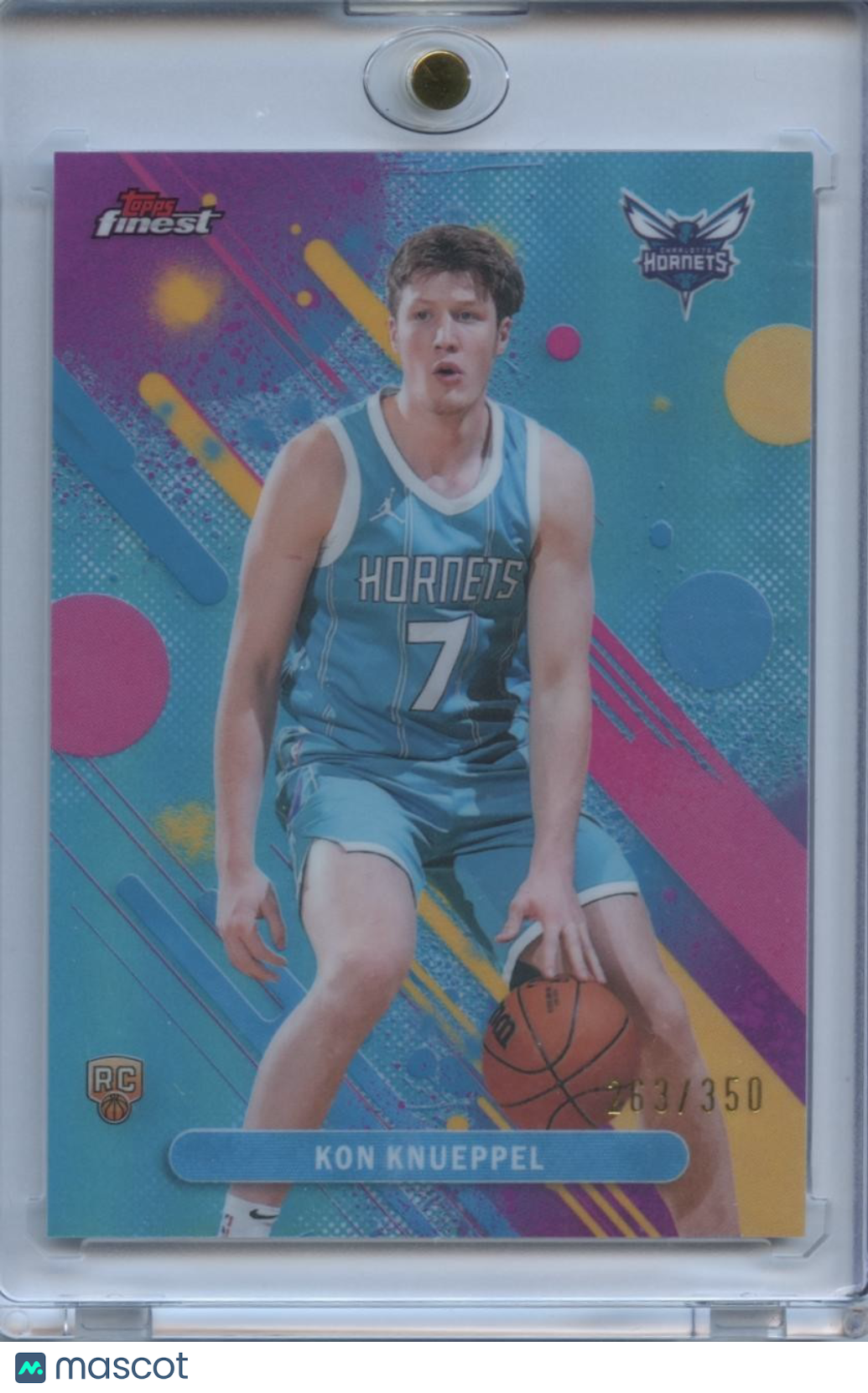 Kon Knueppel 2025-26 Topps Finest Sky Blue Refractor Rookie RC Hornets 263/350