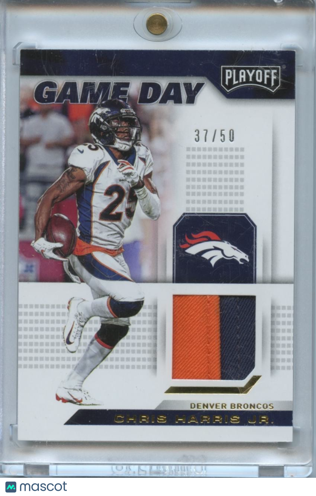 Chris Harris Jr. 2019 Playoff Game Worn Jersey Patch Denver Broncos 37/50